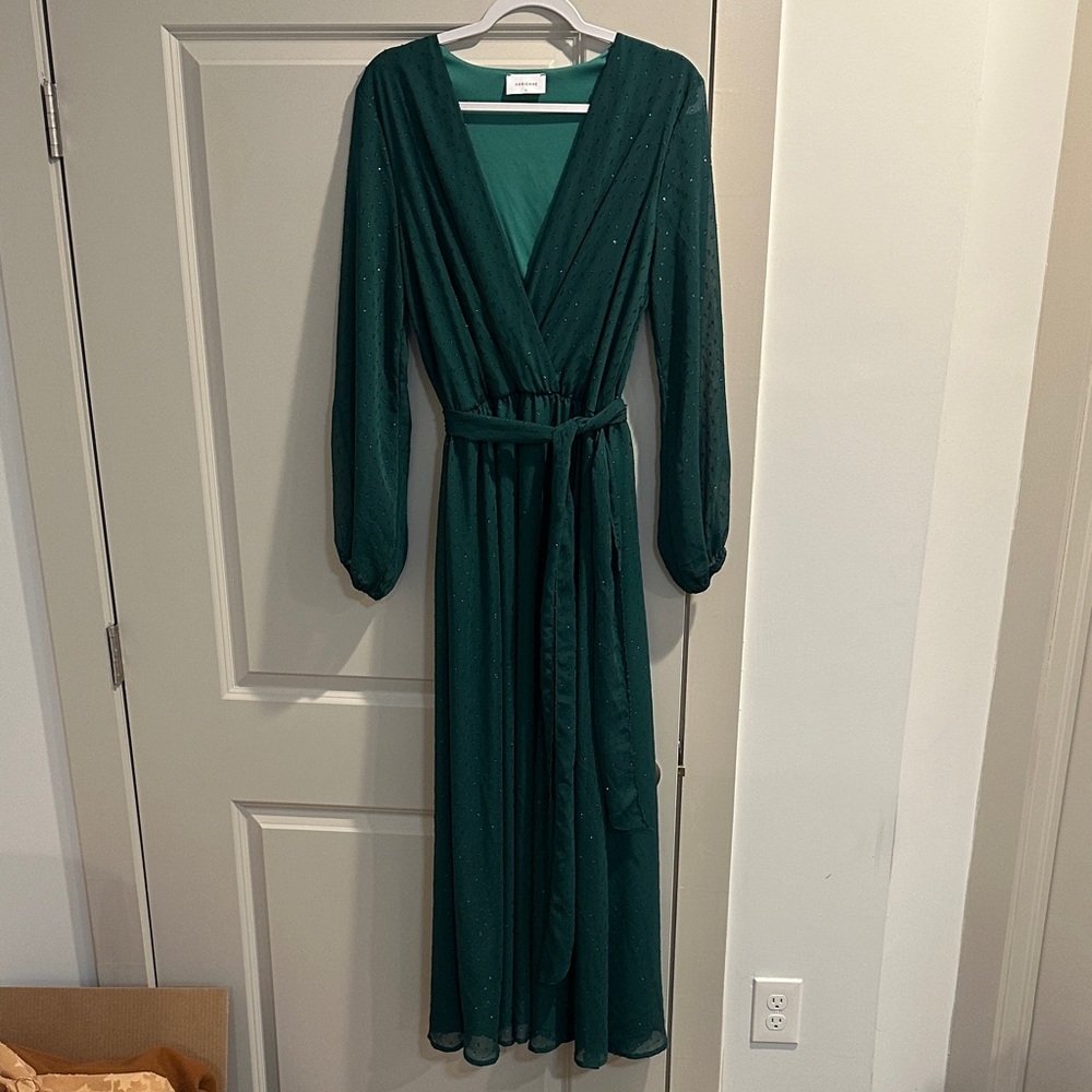 Adrienne Teal Long Sleeve Dress